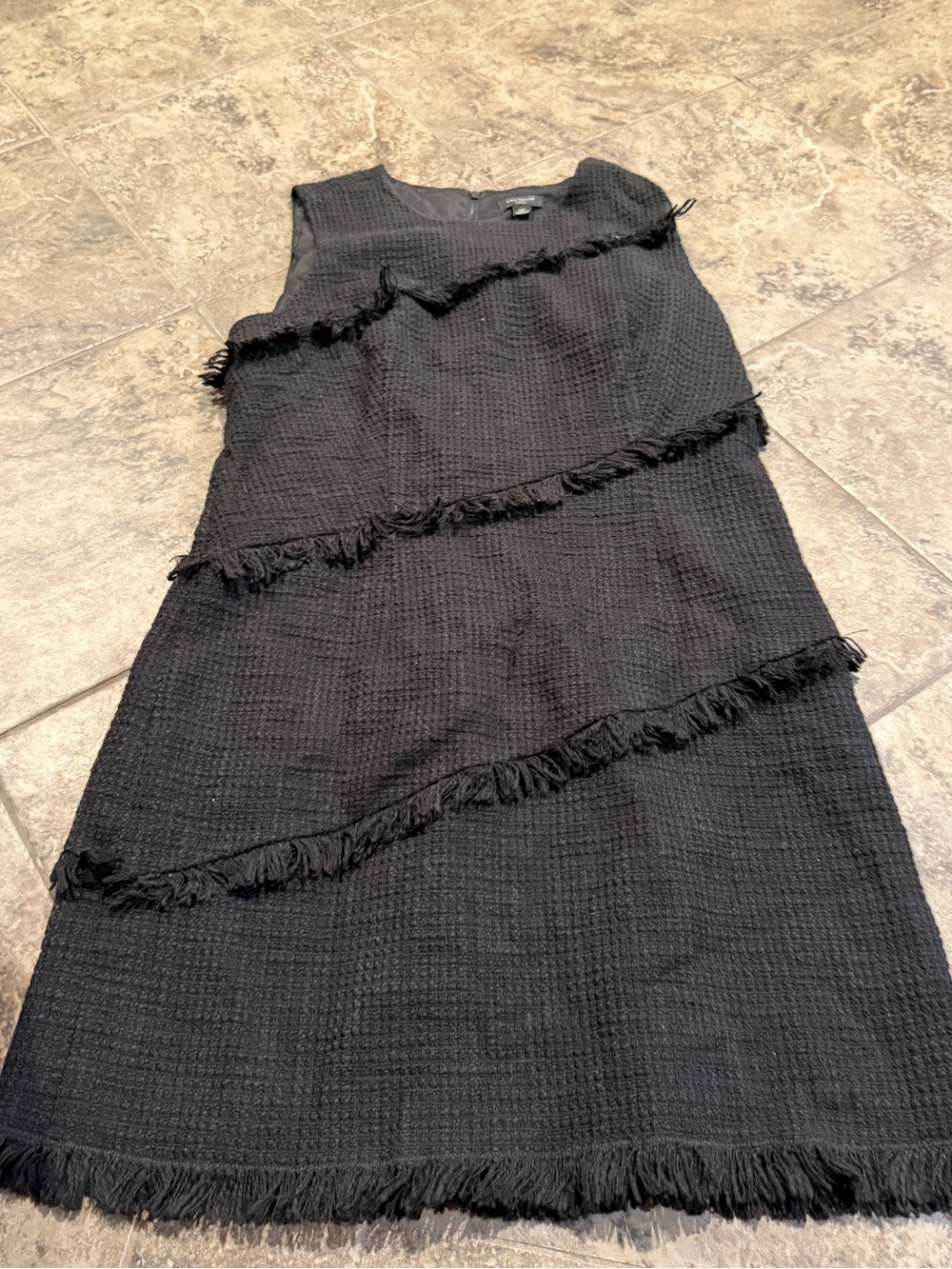 🐈NWOT Ann Taylor Black Sleeveless Fringe Shift Dress